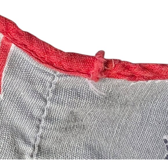 950s Cotton Apron With Folk Art Italian Style Dance Music Print  Red Trim VTG - Picture 8 of 16